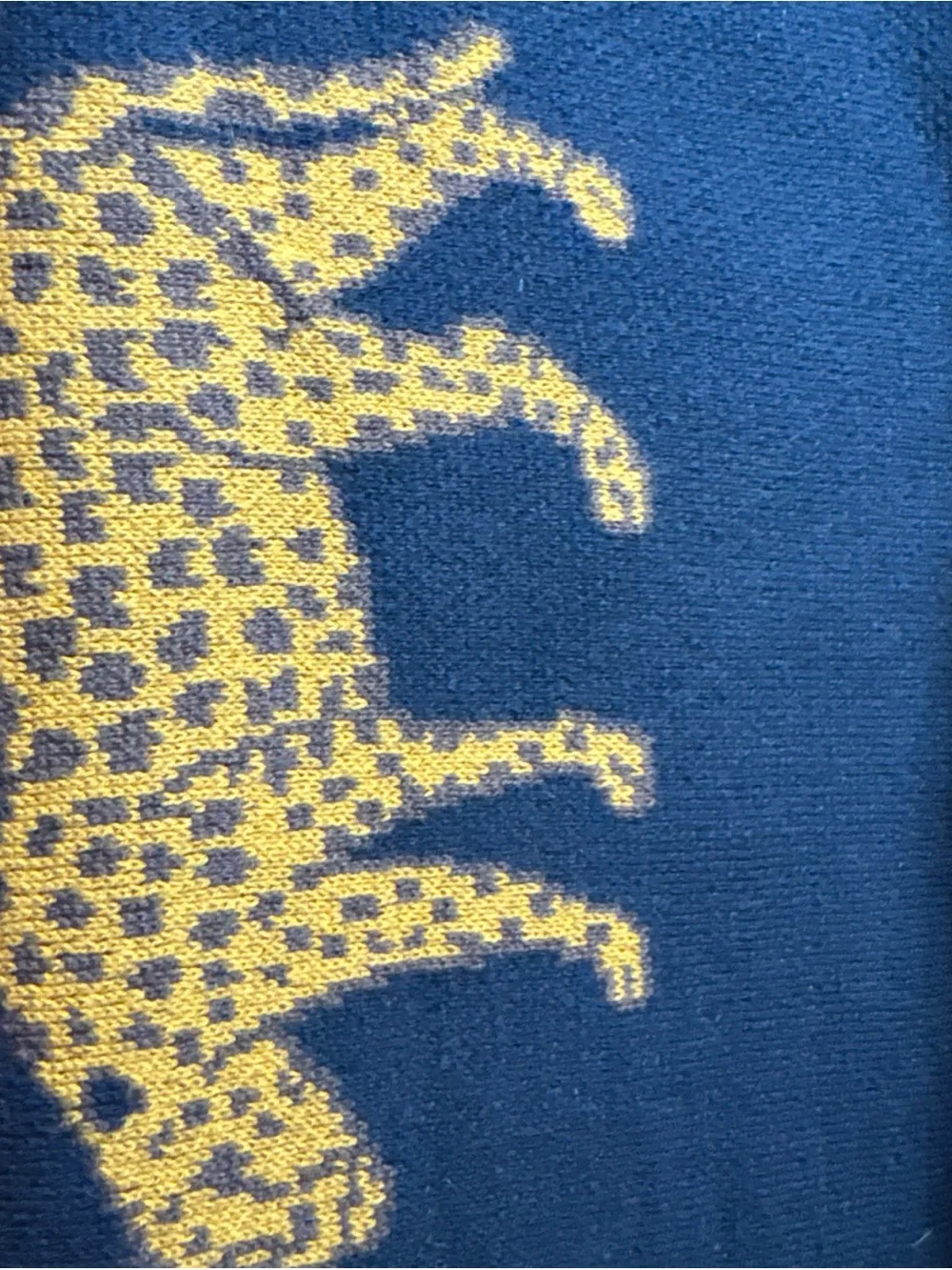 Men's Navy and Mustard Patterned Sweater